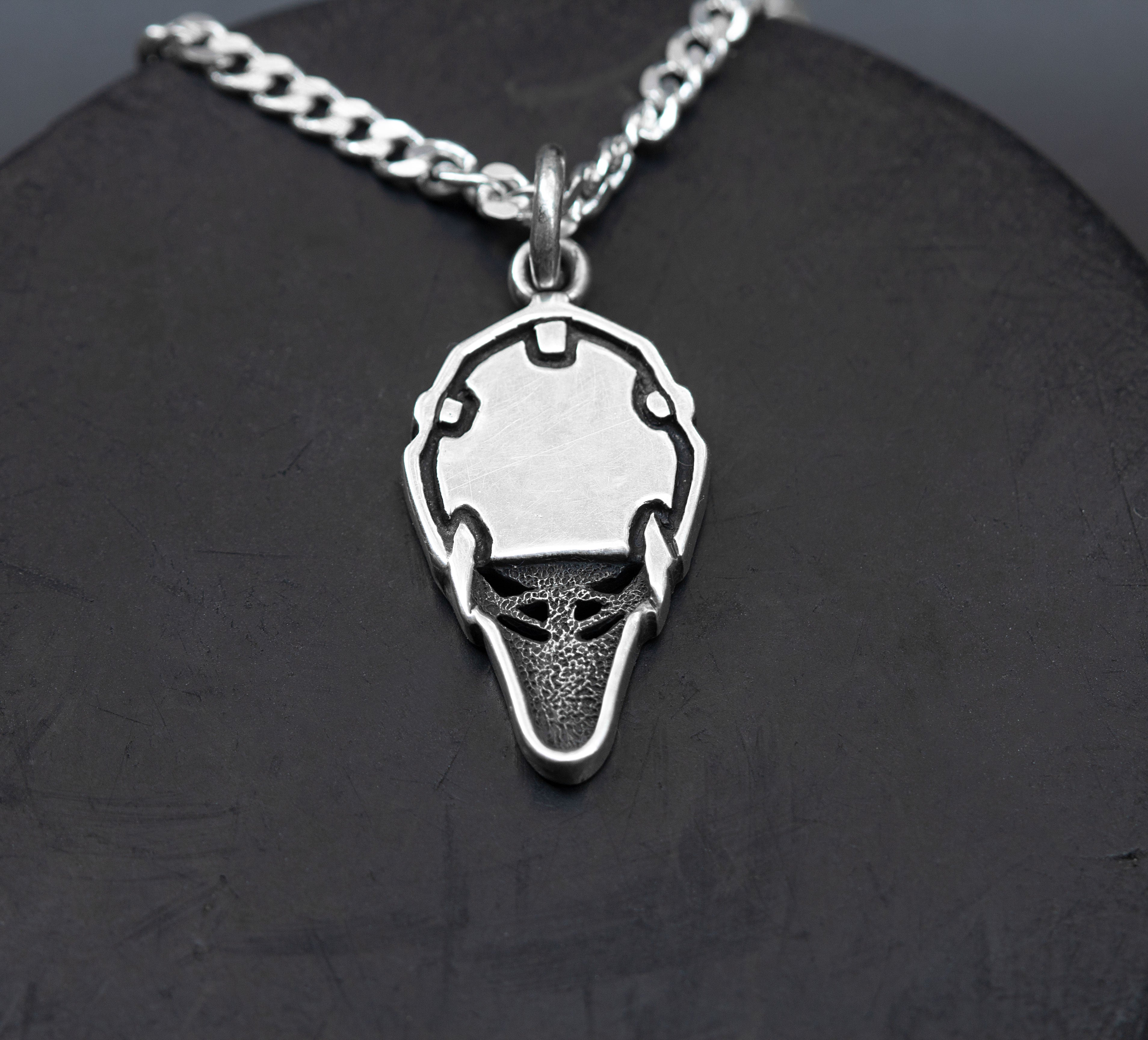 Pendentif personnalisé de masque de gardien de but de hockey en argent sterling