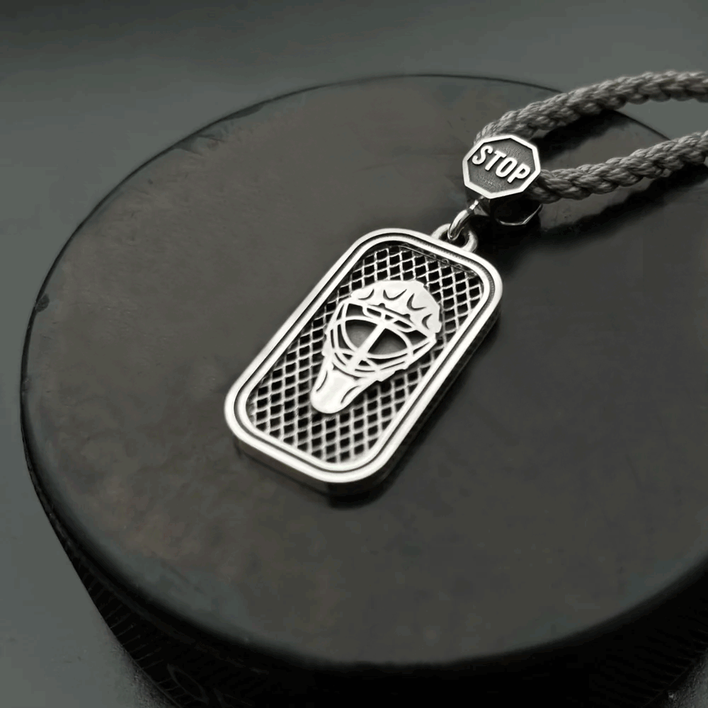 Pendentif de gardien de but de hockey en argent sterling