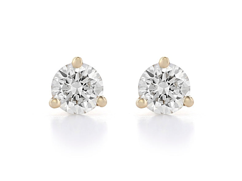 White Lab-Grown Diamond 14kt Yellow Gold Martini Stud Earrings 0.50ctw