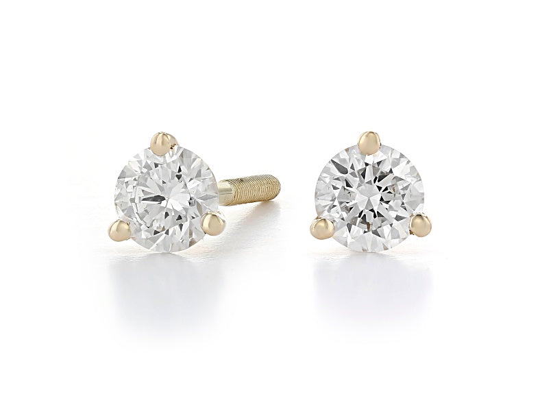 White Lab-Grown Diamond 14kt Yellow Gold Martini Stud Earrings 0.50ctw