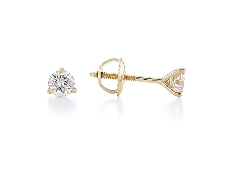 White Lab-Grown Diamond 14kt Yellow Gold Martini Stud Earrings 0.50ctw