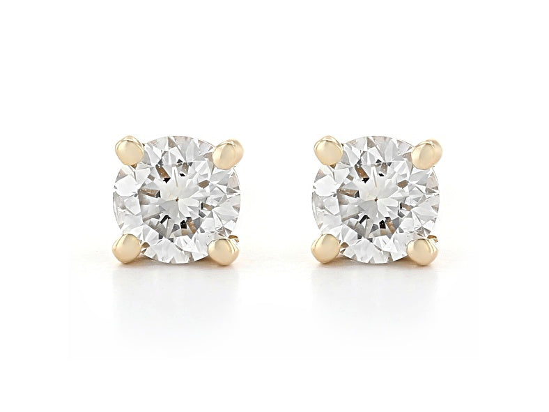 Boucles d'oreilles solitaires en or jaune 14 carats avec diamants cultivés en laboratoire 0,50 ct