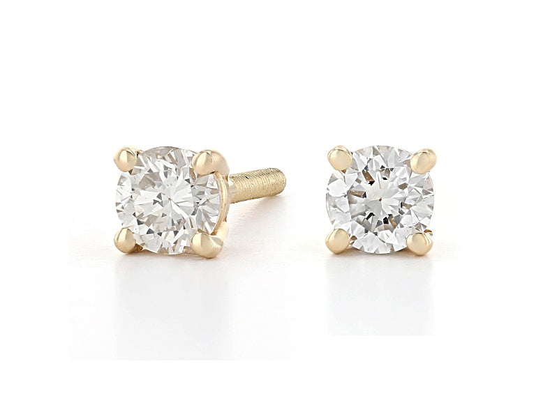 White Lab-Grown Diamond 14K Yellow Gold Solitaire Stud Earrings 0.50ctw