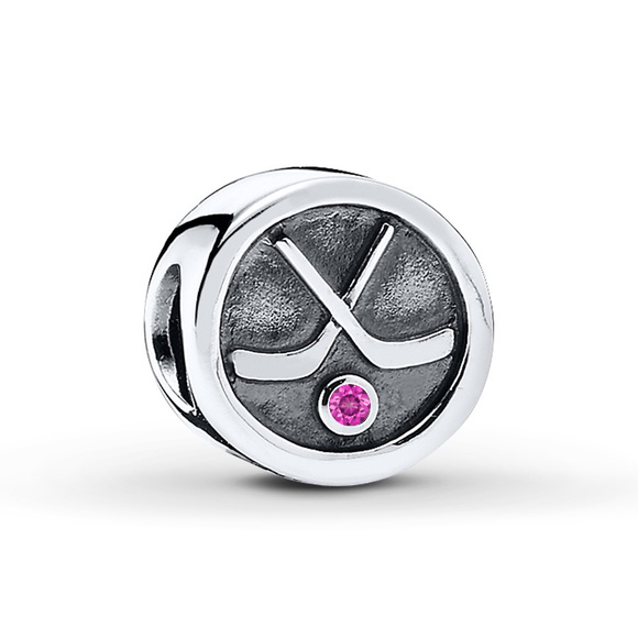 Charm hockey avec votre pierre de naissance (pour bracelets Pandora)