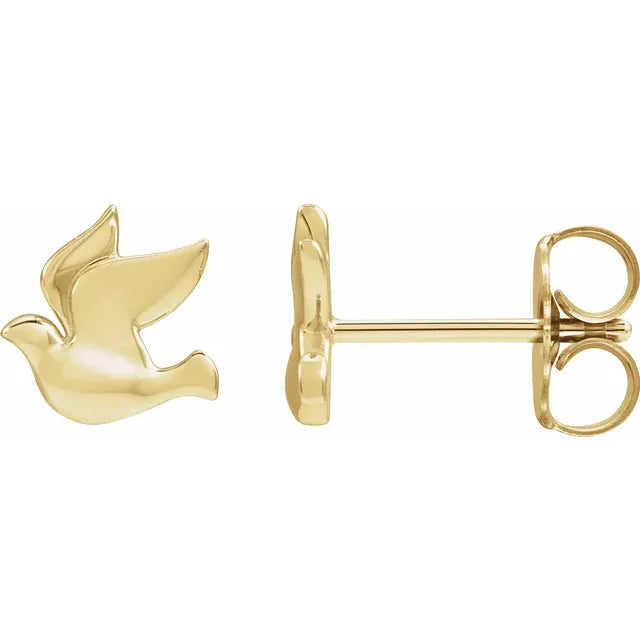 Dove yellow gold studs