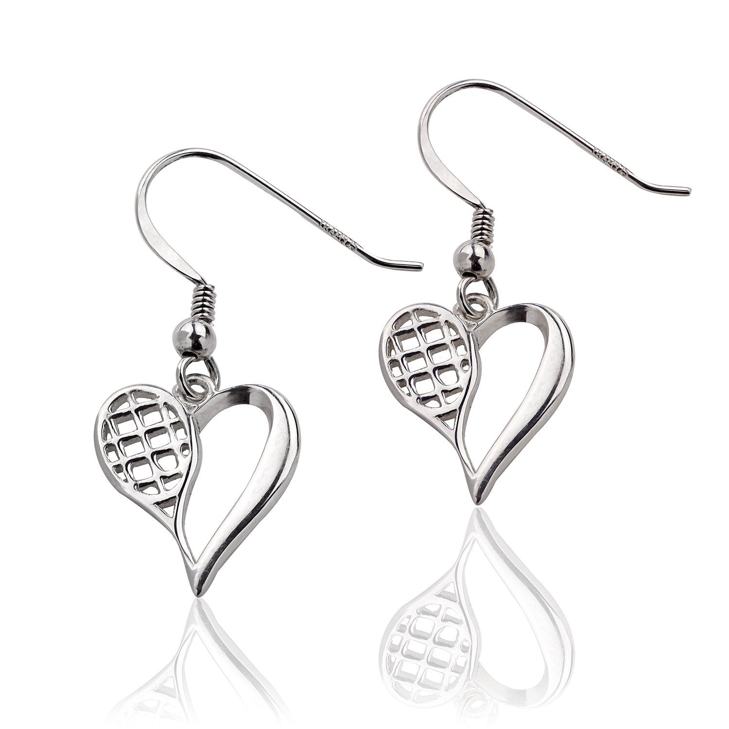 Boucles d'oreilles coeur de tennis personnalisées en argent sterling