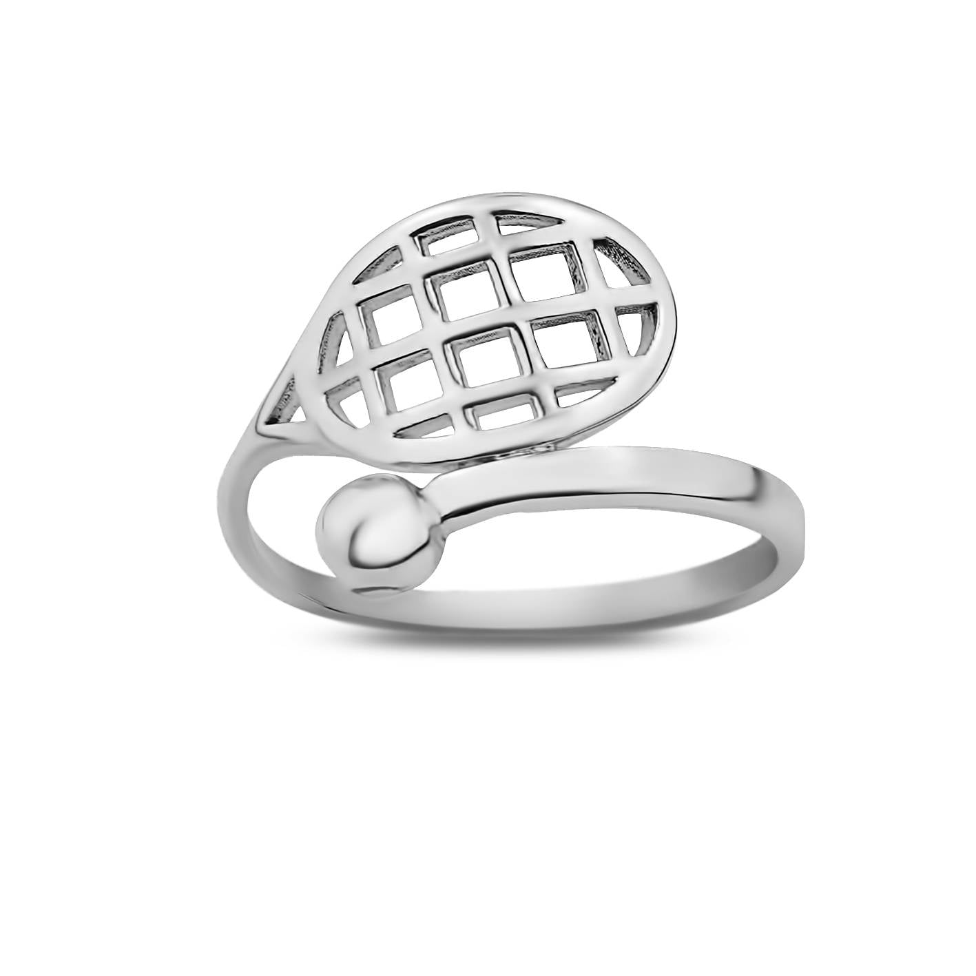 Raquette de tennis et anneau de balle en argent sterling, bijoux de tennis, cadeau de tennis