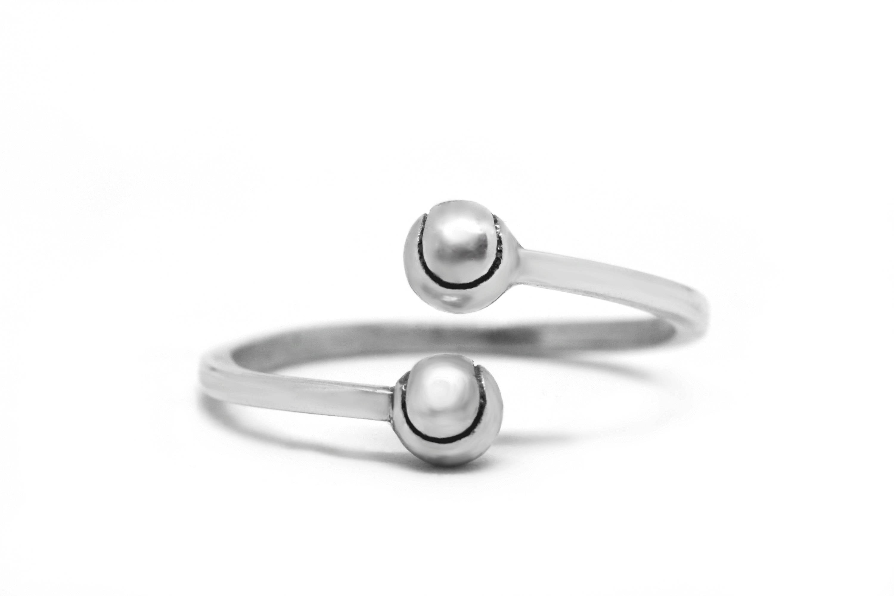 Balles de tennis Bague réglable en argent, Bijoux de tennis, Cadeau de tennis, Cadeau pour mère, Maman de tennis, Bague en argent