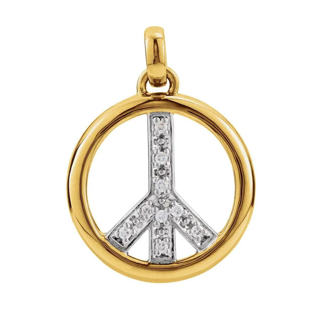 Peace 14K yellow and white gold charm