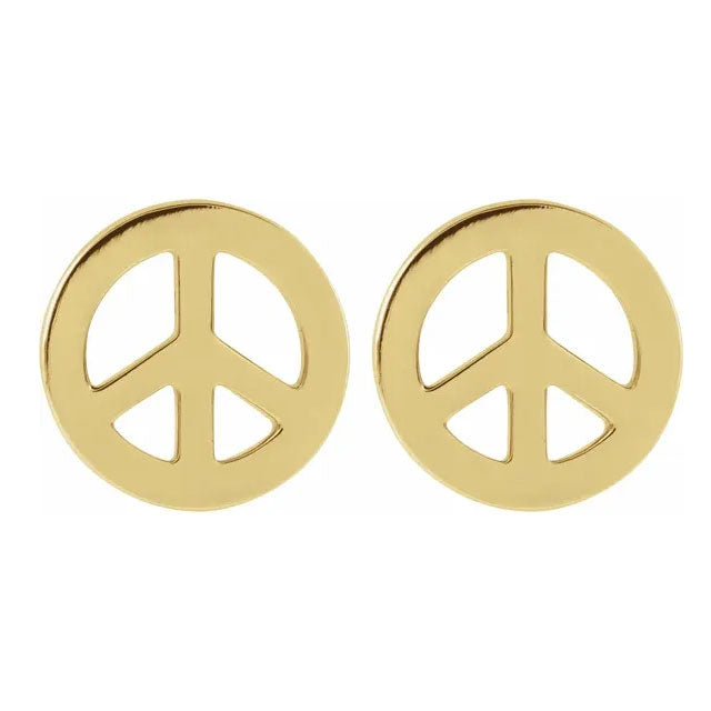 Peace yellow gold studs