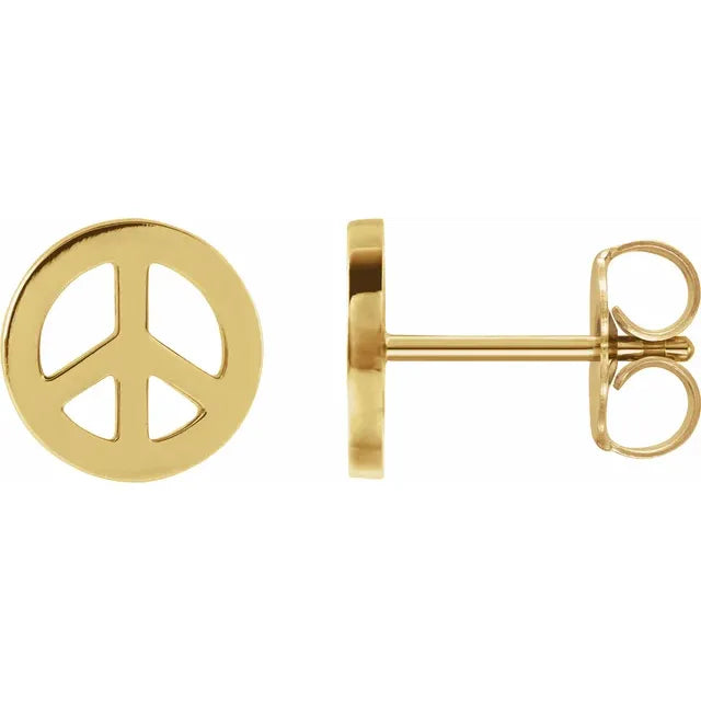 Peace yellow gold studs